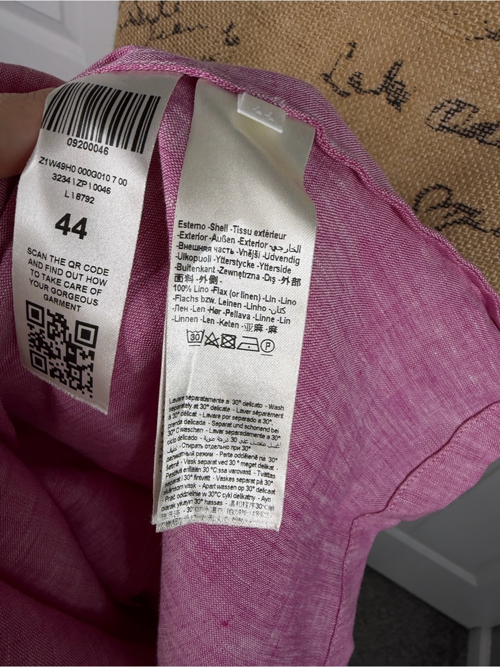120% Lino Size 44 Pink 100% Linen Button Front Shirt Dress NWOT - Picture 9 of 9